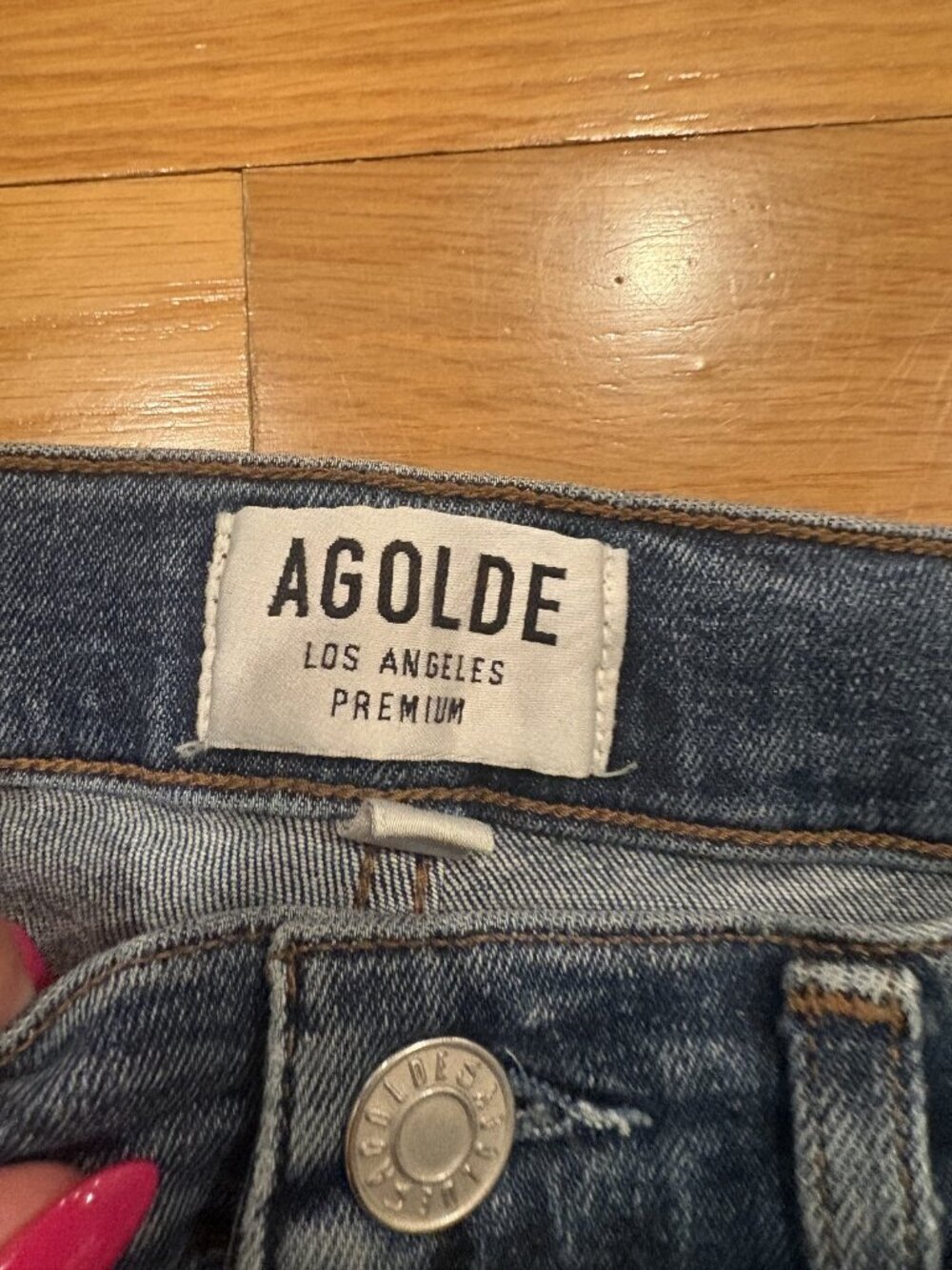 Agolde Size 27 Distressed Frayed Hem Straight Leg Jeans - Picture 3 of 4